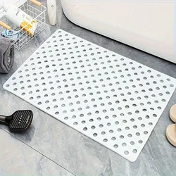 Anti - Slip Shower Mat with Drainage Holes and Massage Points | Durable PVC Bathroom Safety Mat (White)
