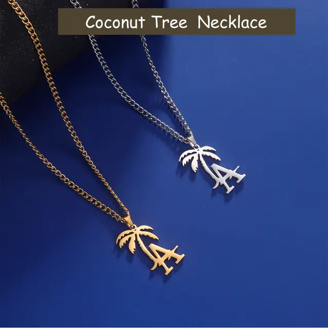 パームツリー&三日月ネックレス2本セットゴールド