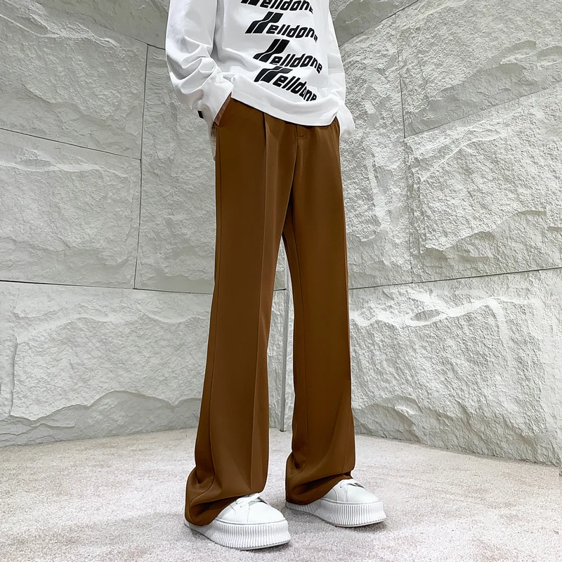 Solid Color Suit Pants Men Fashion Society Mens Dress Pants Korean Loose Straight Flared Pants Mens Office Formal Trousers M-2XL 6