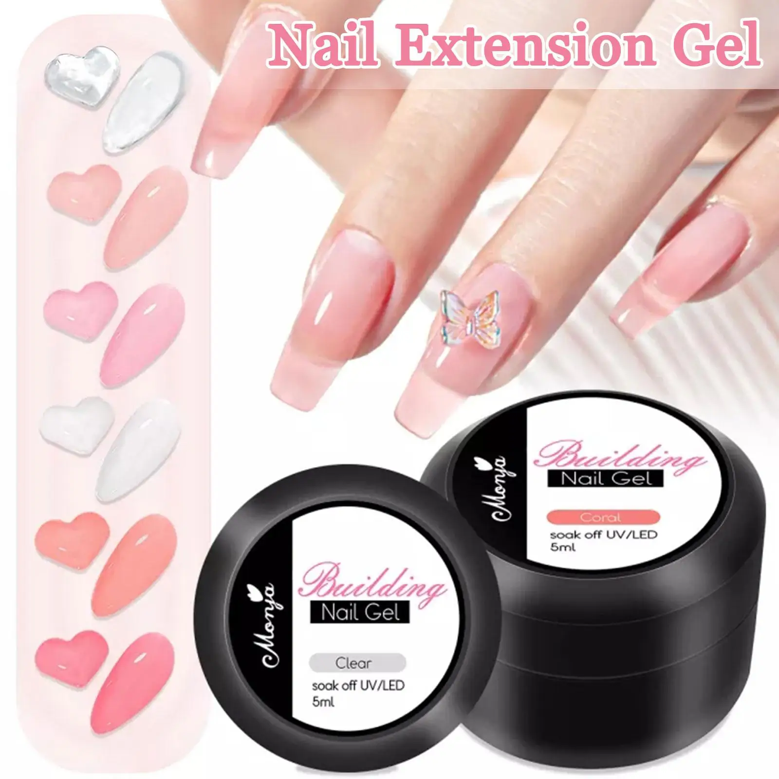 

Solid Non Stick Hand Extension Gel Nail Polish -Pink/White/Clear Extension Gel for Mnicure Carving Nail Art Emboss Hard Gel