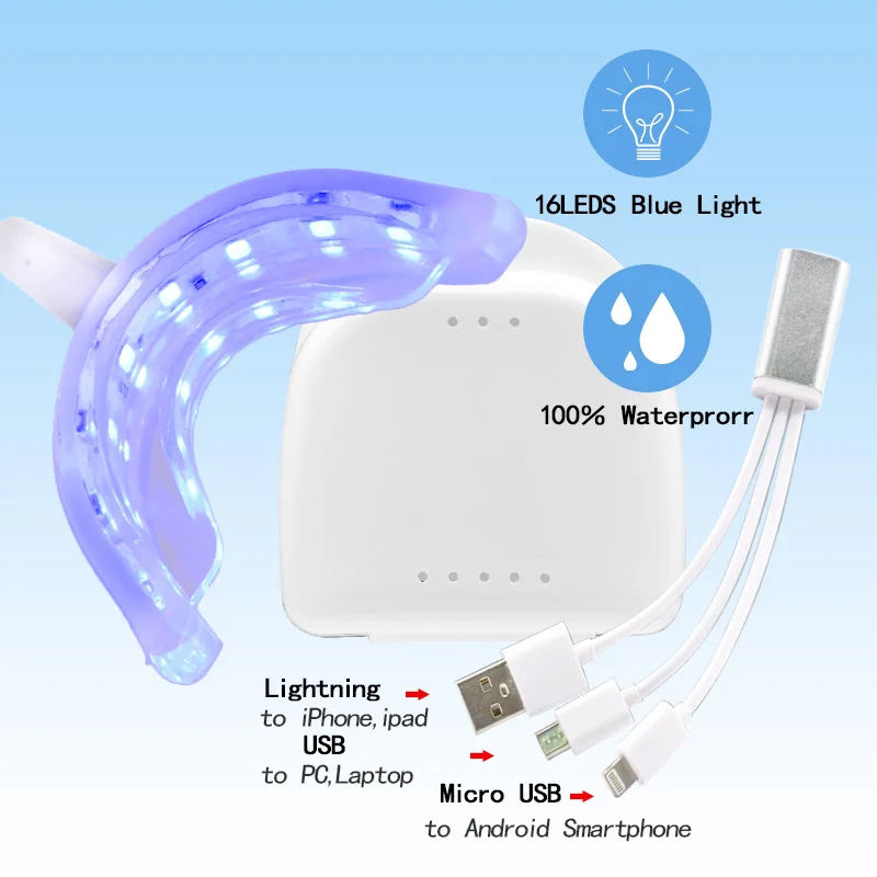 Smart LED Teeth Whitening Portable USB Charging Led Blue Light Dental Whitening Instrument Teeth Device Equipment