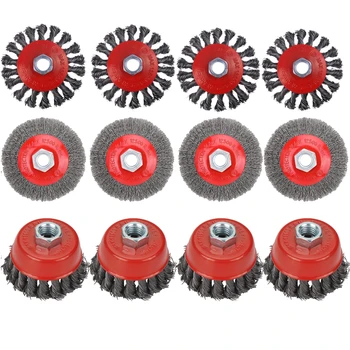 SI FANG M14 Thread Twisted Steel Wire Wheel Cup Brush for Angle Grinder Powerful Paint Removal Rotary Tool Abrasive Cleaning