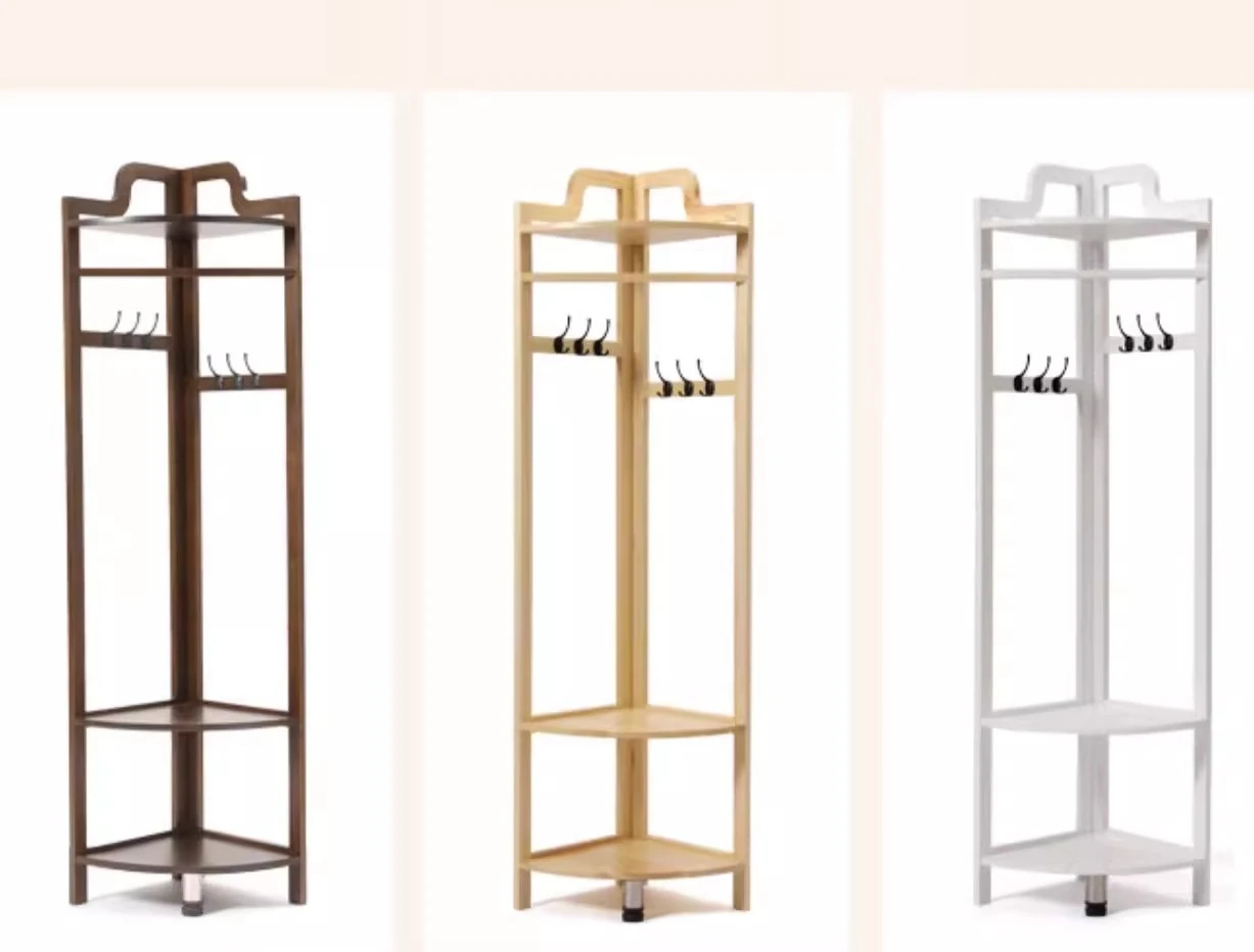 

Solid Wood Corner Coat Rack Bedroom Light Luxury Clothes Rack Storage Rack Modern Minimalist Corner Rack