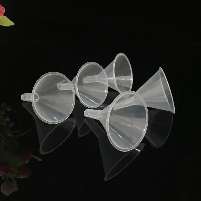 20PCS 미니 플라스틱 깔때기 작은 입구 액체 오일 깔때기 39x31mm 실험실 용품 도구 학교 실험 용품
