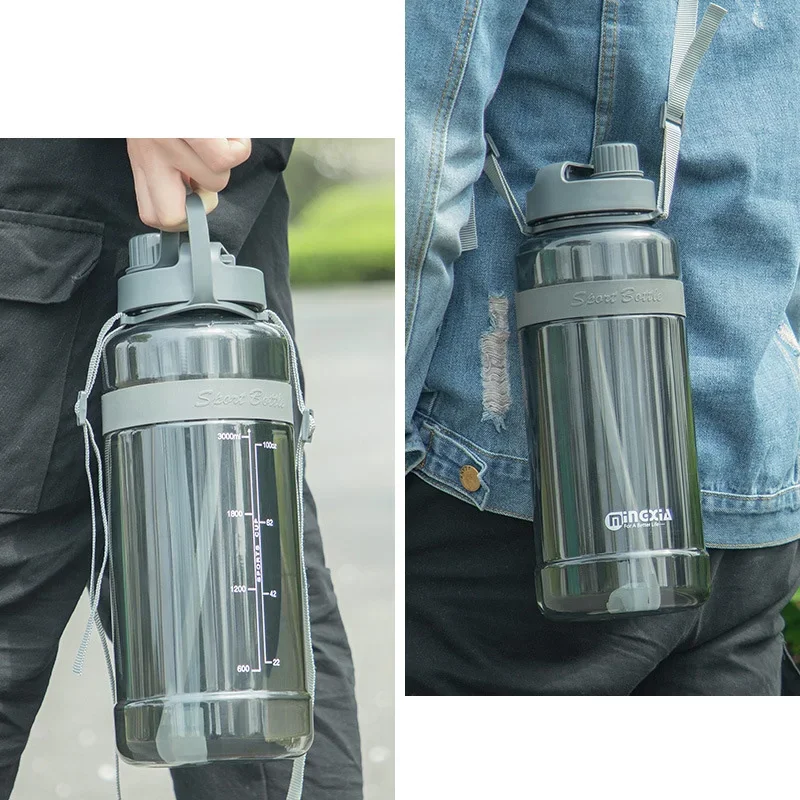 New Sport Drinking Water Bottle with Straw BPA Free 1000 Ml 2000ml Plastic Water Drinking Bottle for 1L 1 liter