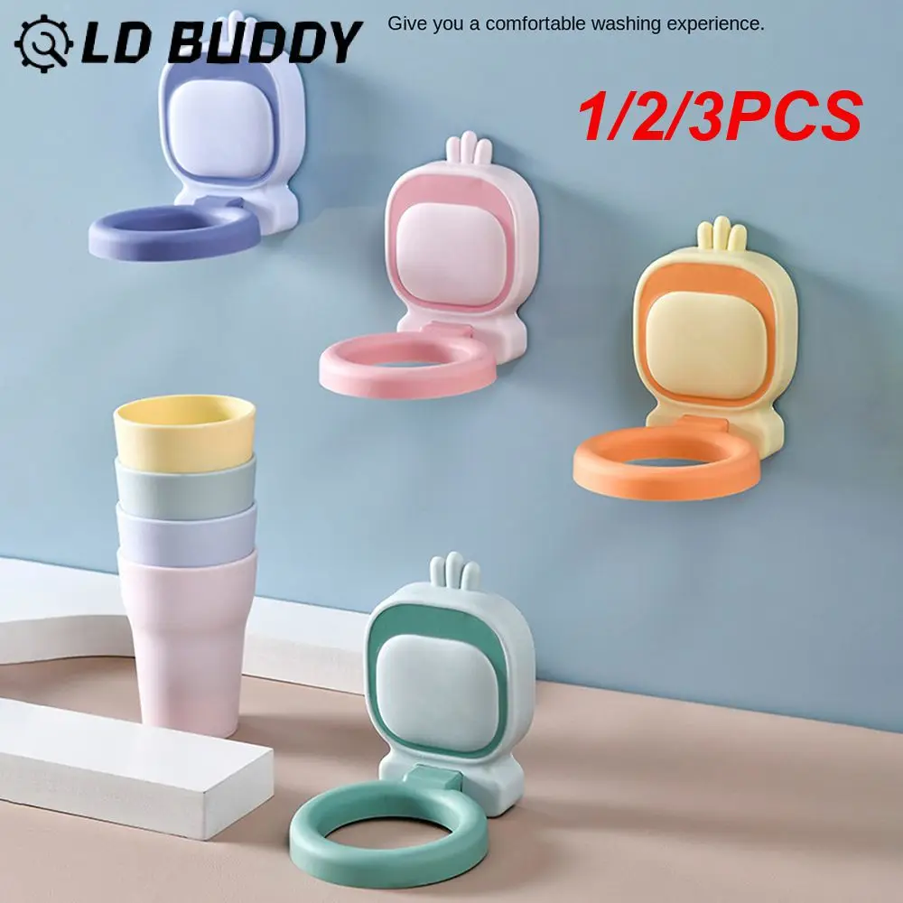

1/2/3PCS Water Cup Toothbrush Storage Rack Easy To Grip Space Saving Wall Mounted Design Firmly Adsorb The Wall Surface