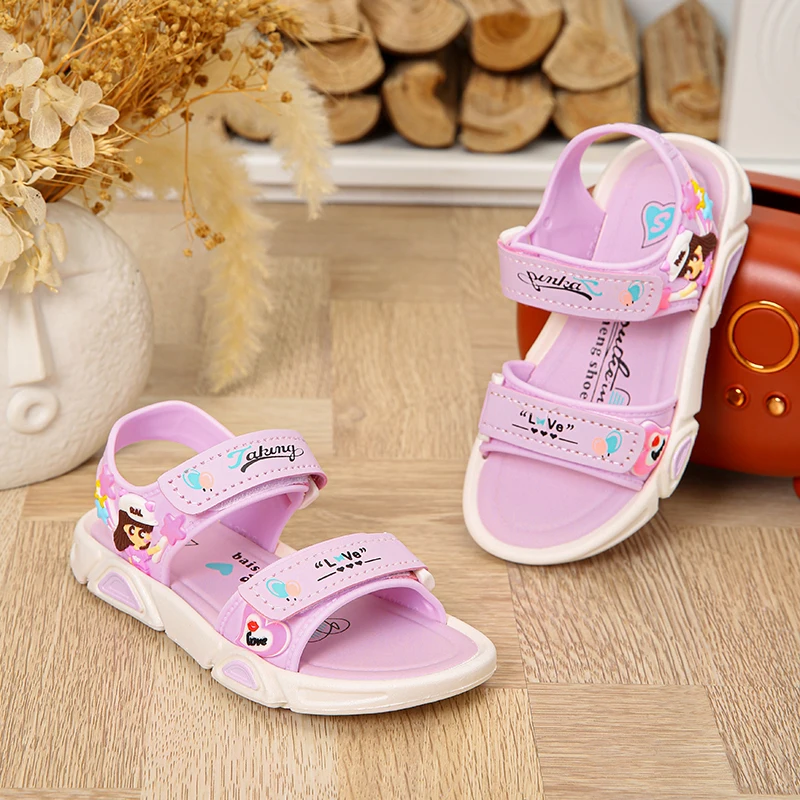 Trendy Cute Cartoon Open Toe Sandals For Girls, Breathable Lightweight Wear-resistant Sandals For Spring And Summer 2