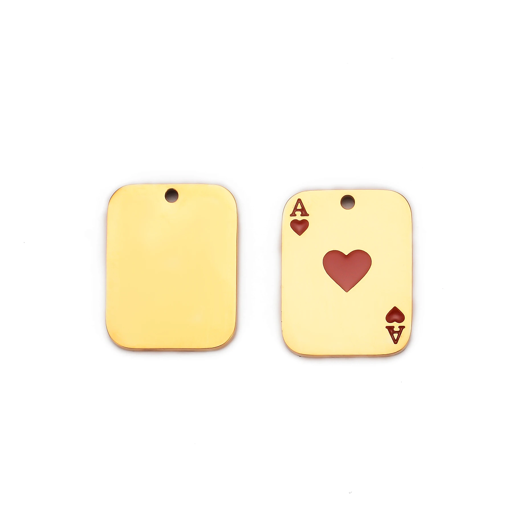 4 Stück Edelstahl Spielkarte Pik Ace Queen Charm Anhänger ID Blank Tag hochglanzpoliert für DIY Schmuckherstellung – Detail 1