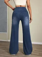 Women's Jeans New Elastic Waist High Stretch Loose Straight-Leg Pants Trendy Comfortable Versatile Cross-Border - Image 4