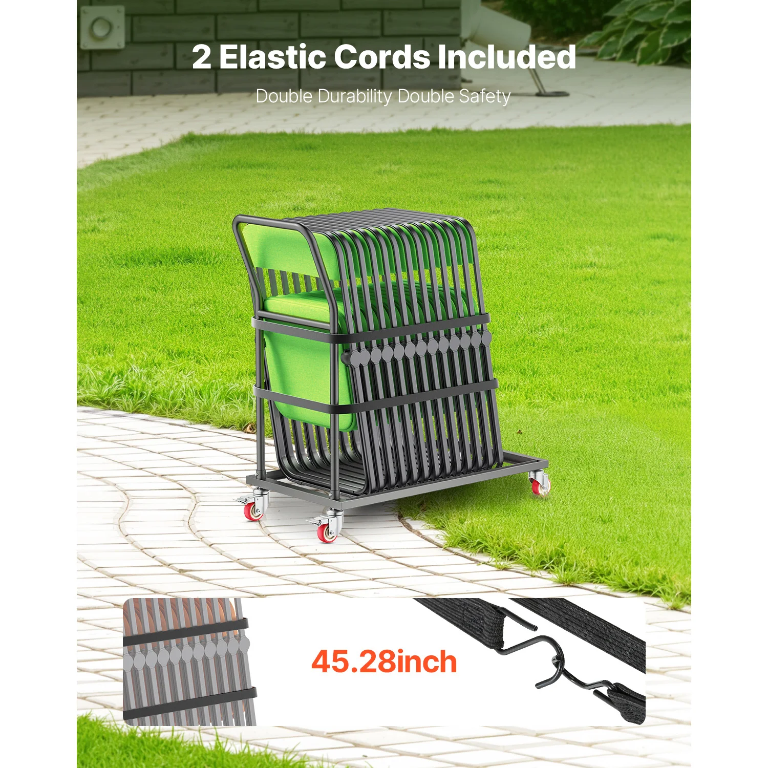 Metal Chair Storage Rack with Wheels for 25 Chairs