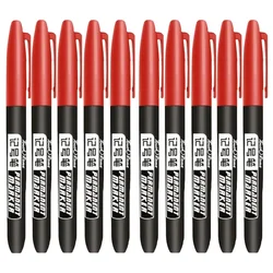 Multi - Pack Permanent Marker Set - Fine and Thick Nibs, Waterproof Ink - Black, Blue, Red (10 Red)