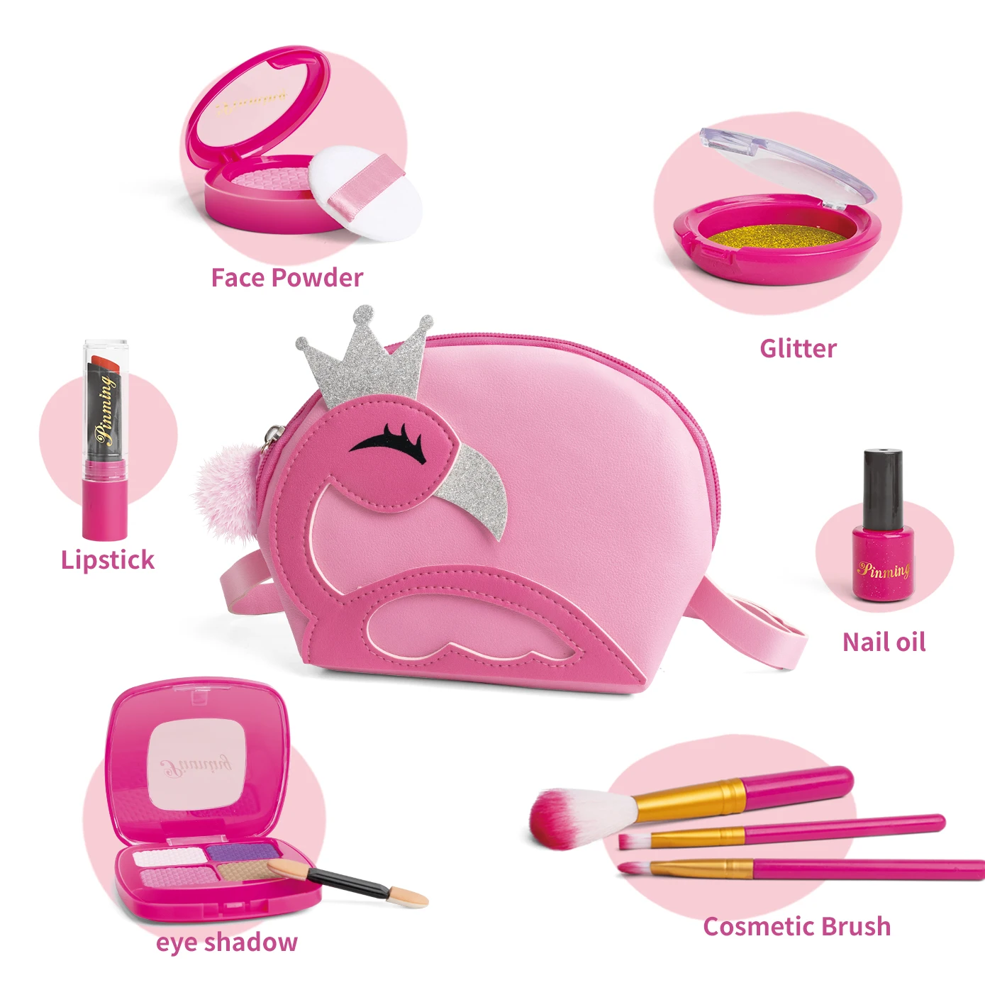 Kids Makeup Cosmetics Playing Bag Princess Makeup Toys Doll Playset Lipstick Eyeshadow Safety Non Toxic Brush For Girl Gifts 4