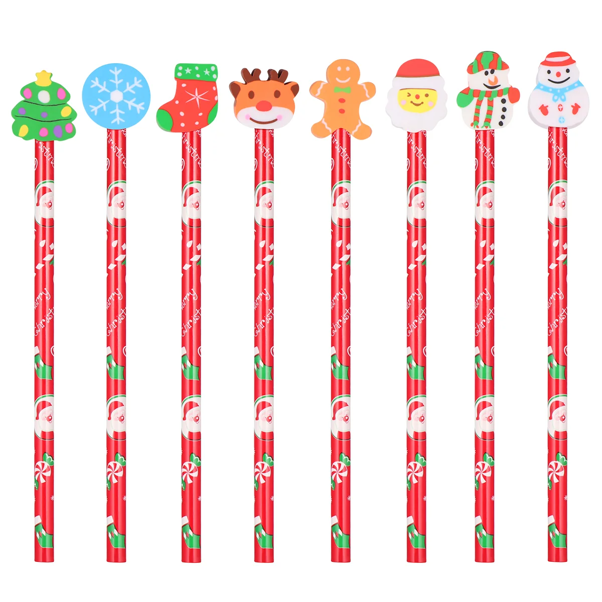 

Cartoon Pencil Christmas Present Raindeer Eraser Pencil Toppers Christmas Pencils for Kids Christmas Holiday Pencils