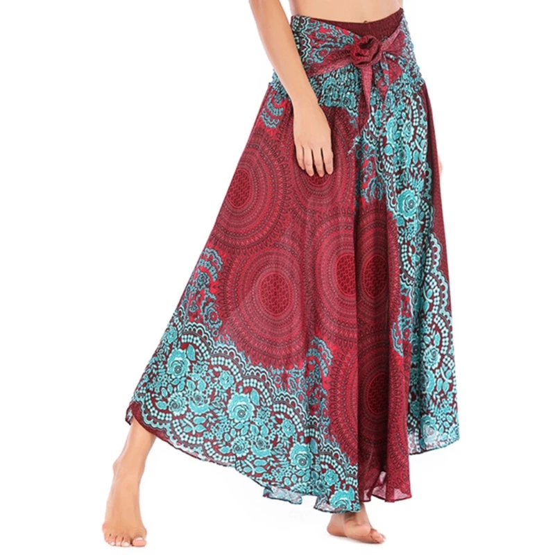 2 in 1 Bohemian Skirt Dress Long Printed Skirts Stylish and Easy to Wear Perfect for Vacations and Beach Outings