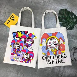 The Amazing Digital Circus Canvas Shoulder Bag Customize Handbag Ladies Casual Tote Bag Large Capacity Reusable Shopping Bag