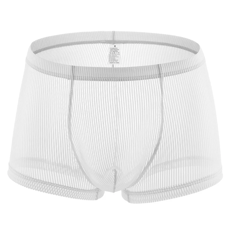 5PCS Wholesale Men Underwear Sexy Transparent Stripe Boxer Briefs Low Rise Underpants Fashion Mens Shorts Underwear Boxershorts