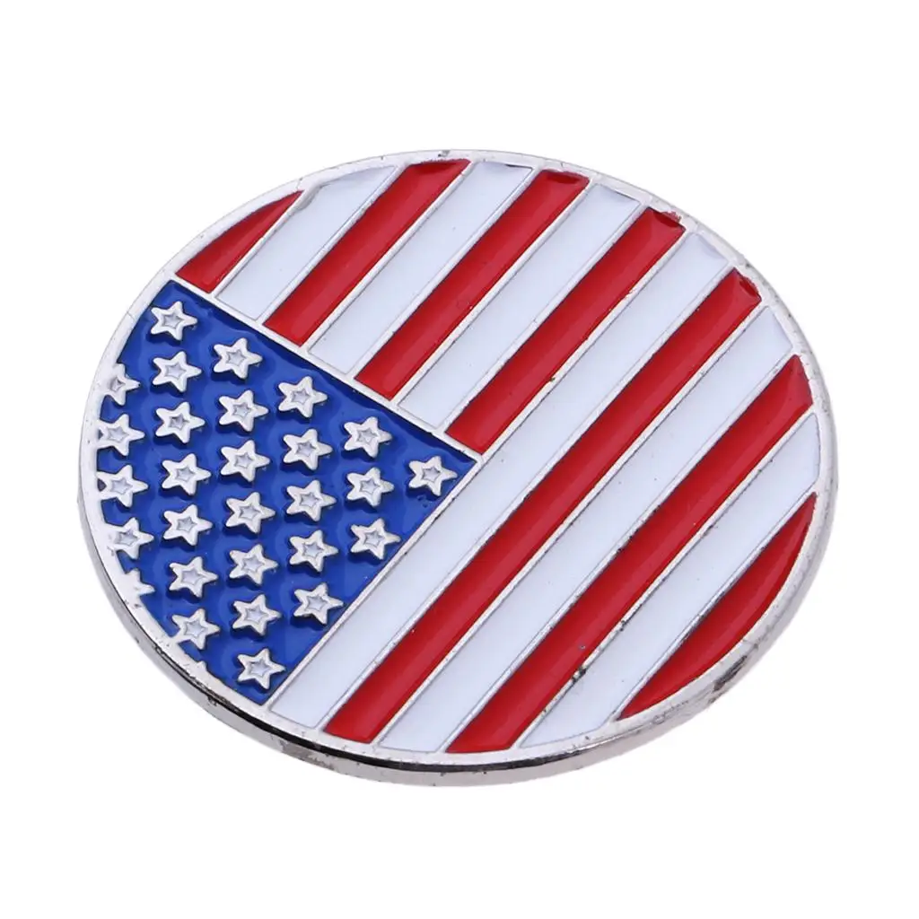 Golf Ball Marker With Hat Clip "American Flag" 24mm for Ball Marker