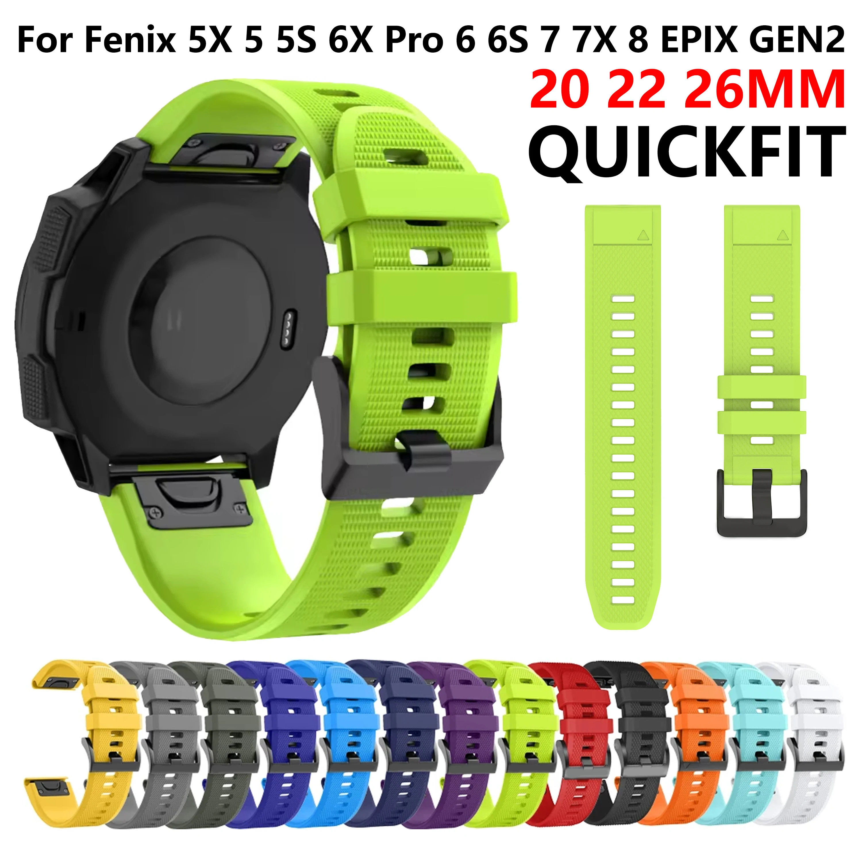 QuickFit Silicone Strap - Premium Watch Wrist Band (Multiple Sizes Available)