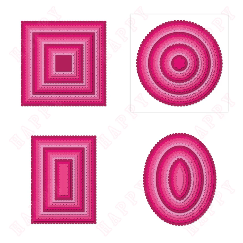 눈송이 직사각형 및 타원형 다이, 금속 공예 절단 다이, DIY 스크랩북 종이 장식, 2024 엠보싱 템플릿, 신제품