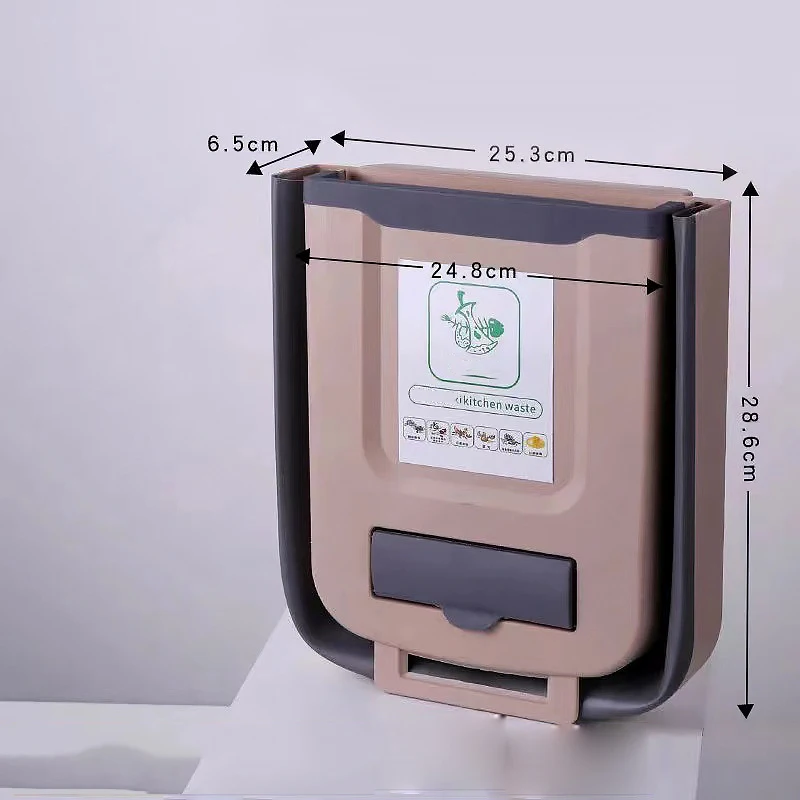 Kitchen Foldable Wall Mounted Trash Can Household Cabinet Door Storage Paper Basket Creative Classification Trash Can