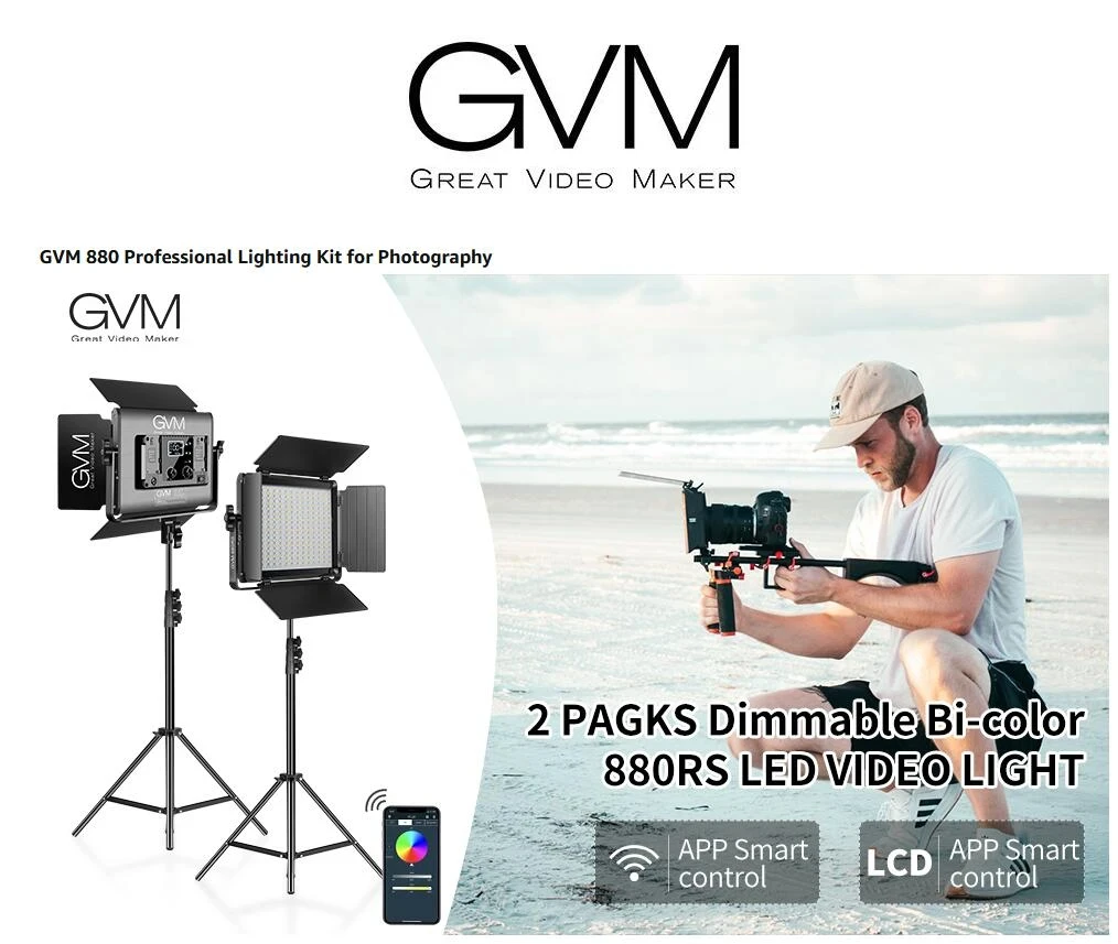 GVM 880RS RGB LED Panel Video Light Photography Studio Lighting Kit with Softbox