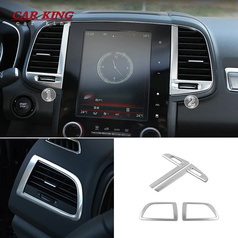 

Car Styling Accessories Stainless steel front Car conditioner air Outlet frame Cover Trim 4pcs For Renault Koleos 2017 2018