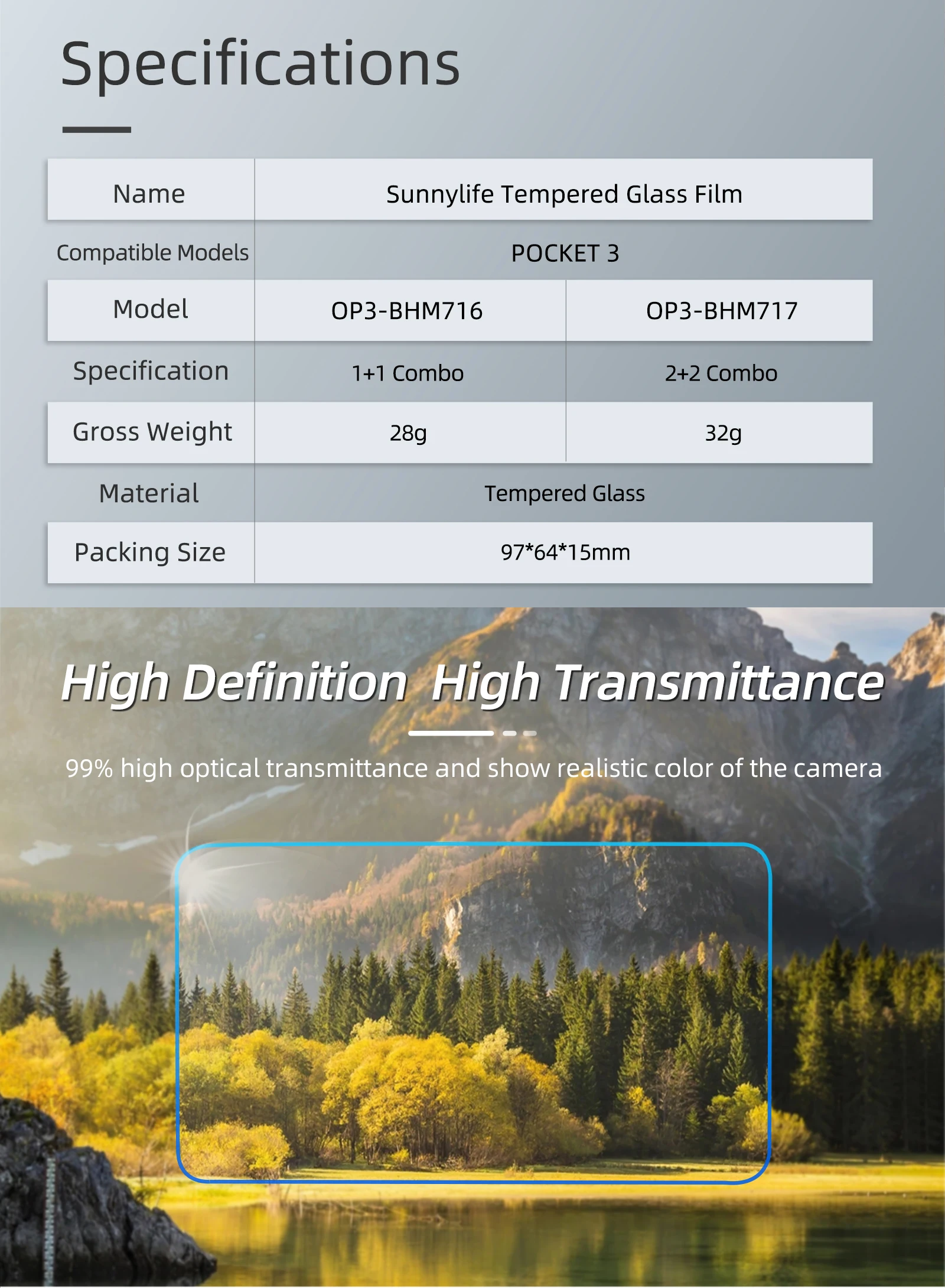 Description Picture 3 of itemHard Glass Film Lens LCD Display Screen Protector Full Cover For DJI OSMO Pocket 3 Handheld Gimbal Action Camera Accessories
