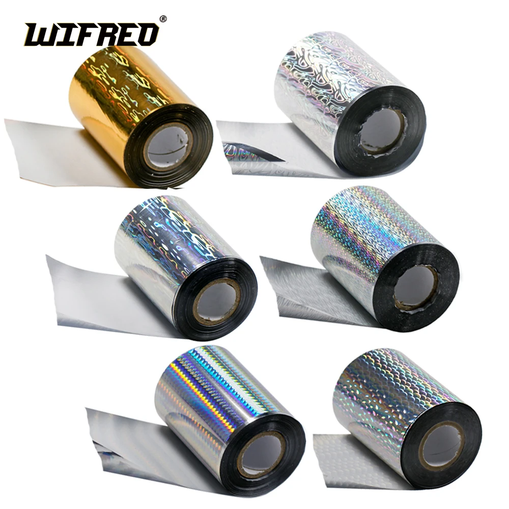 

WIFREO 120m*8cm Hot Stamping Foil DIY Fishing Lure Fish Scales Spoon Jig Hard Bait Paper Holographic Transfer Film Skin Material