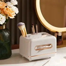 

Nordic Plastic Tissue Boxes with Remote Control Holder Multifunctional Tissue Paper Storage Box Home Office Countertop Organizer