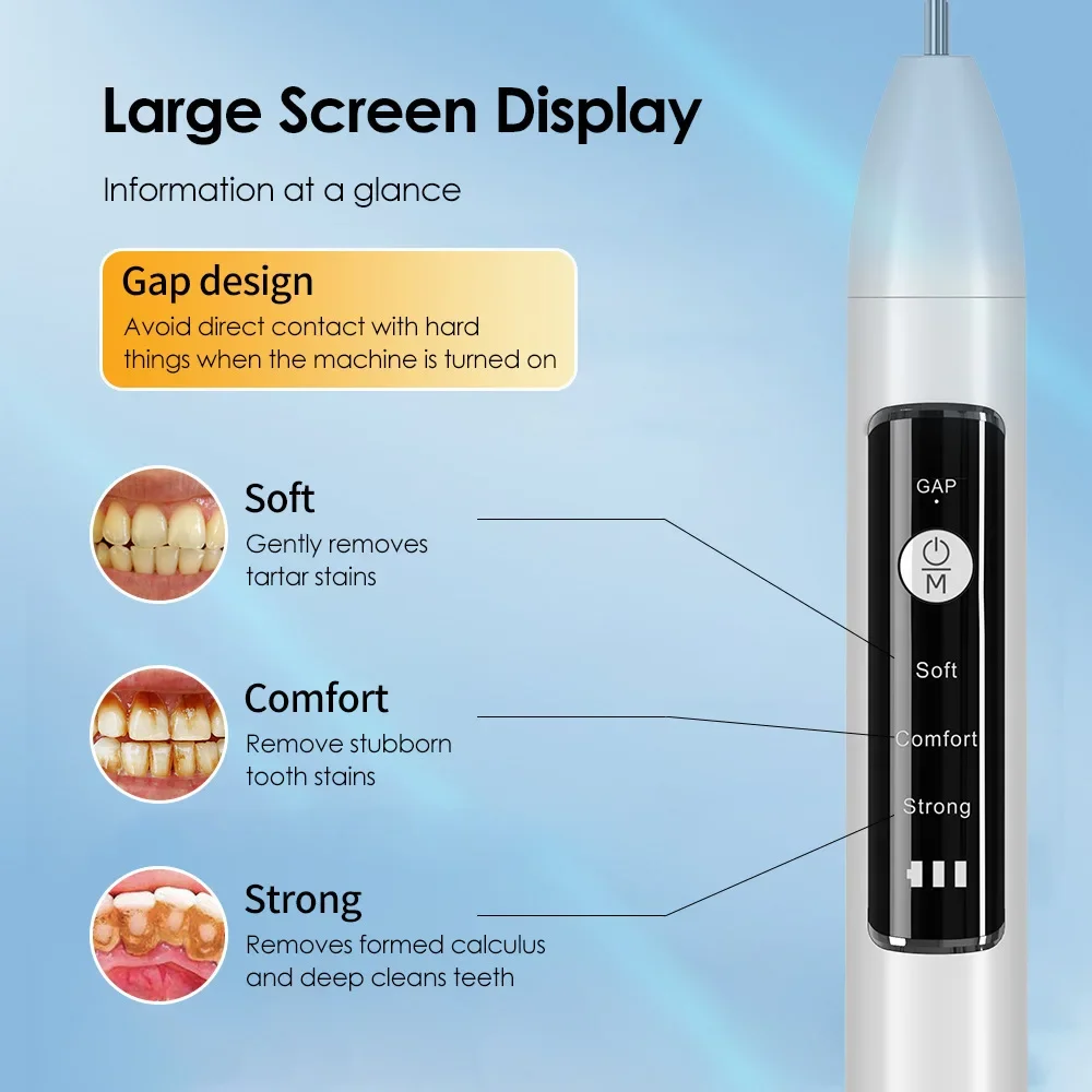 Ultrasonic Dental Cleaner Dental Calculus Scaler Electric Sonic Oral Teeth Tartar Remover Plaque Stains Cleaner Teeth Whitening