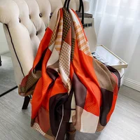 180x90 Cm Large Silk Soft Scarf Women Stylish Print Long Shawl Handkerchief Summer Elegant Travel Wrap Hot 4