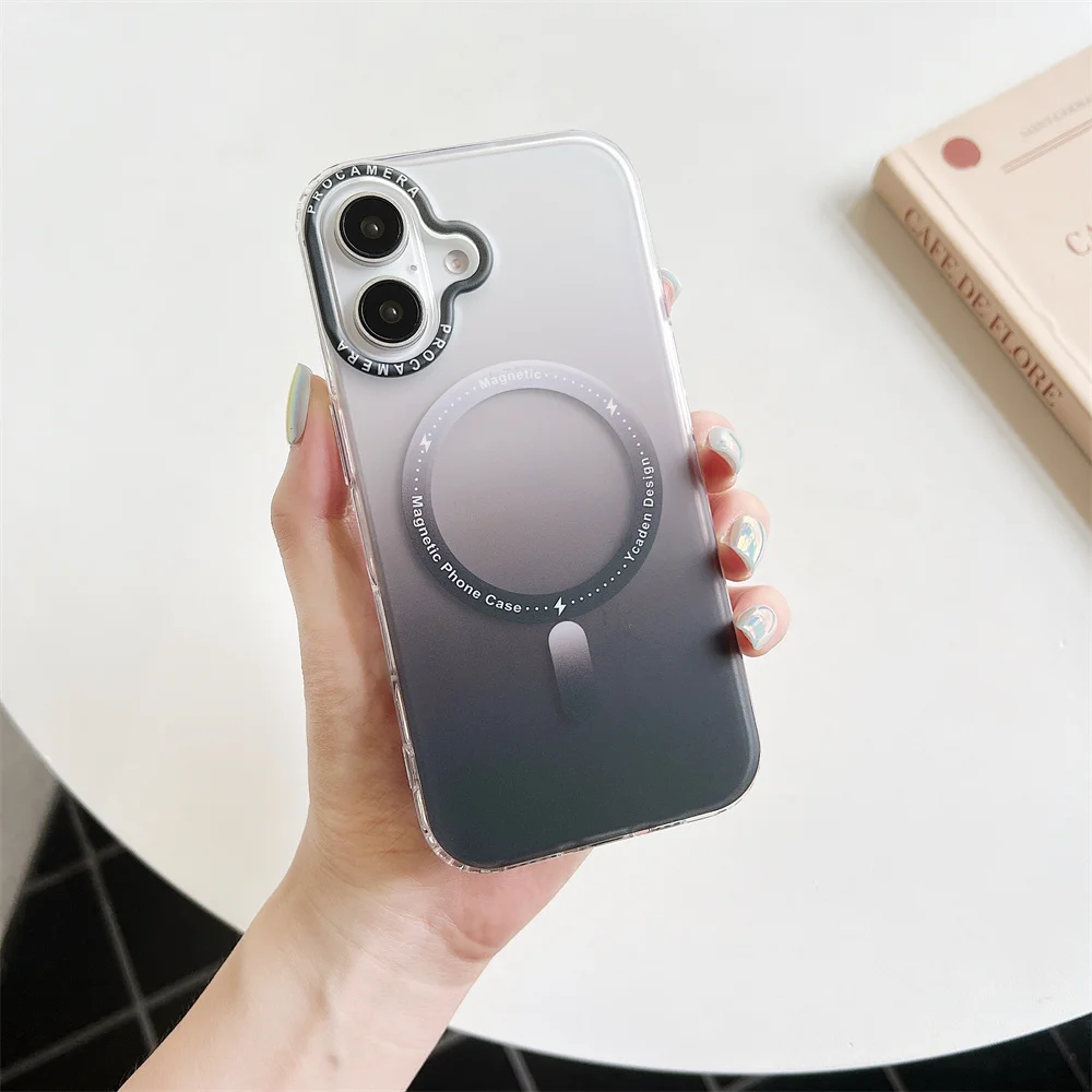 Pour iPhone 16 Pro Max Gradient Aurora Slim Matte Magnetic Case Pour iPhone 11 12 13 14 15 16 Pro Max Plus Mini Housse Antichoc_voghion.com
