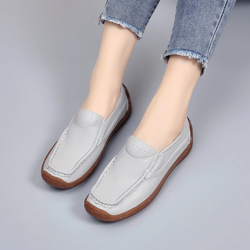 

Casual Sneakers Women Shoes 2022 New Leather Comfortable Slip-on Flats Female Shoes Woman Sneaker Woman Flats Zapatos De Mujer