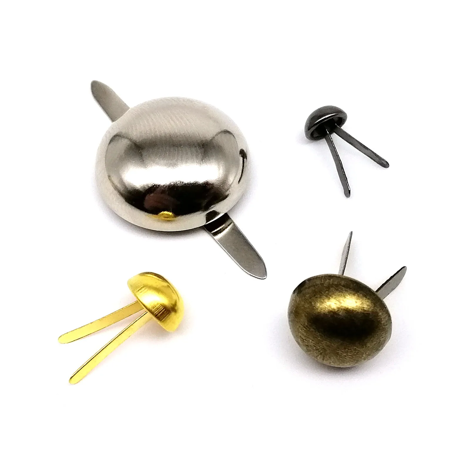Metal Rivets Metal Studs Leather Rivets 50pcs Semi Ball Round Leather Craft Bag Handbag Bottom Protecting DIY Metal Iron Two Leg Feet Pierced Rivet Stud Nail