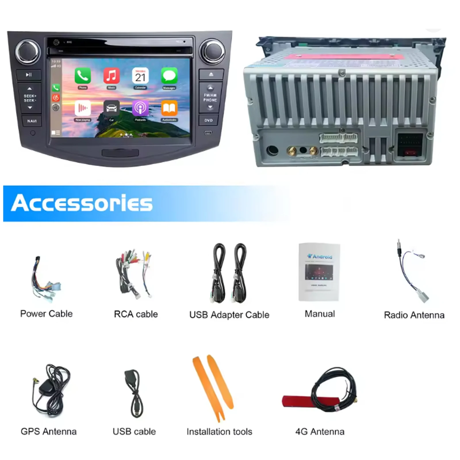 Android Car Radio for Toyota RAV4 2006-2012 Multimedia Player Supports CarPlay,