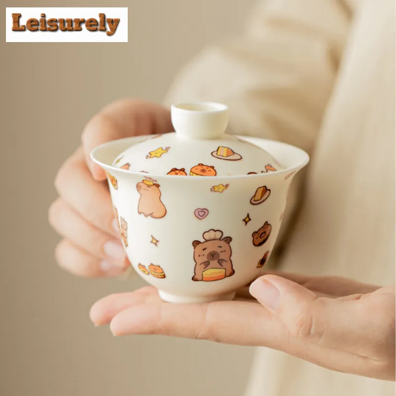 Creative Capybara Panda Handheld Travel Tea Set Kit Japanese 1 Pot 3 Cups Tea Maker Organizer Portable Camping Stock Bags Cafes