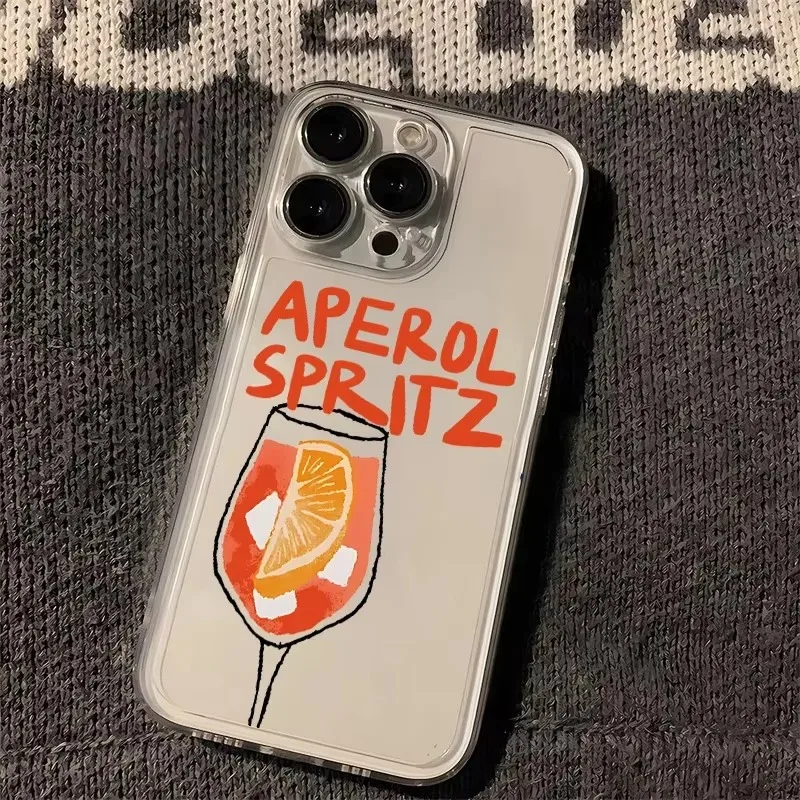 Vibrant Aperol Spritz Shockproof Transparent Phone Case