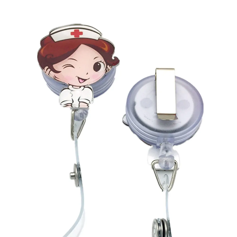 Intrekbare Badge Reel Cartoon ID-kaart Clips Kantoorbenodigdheden Werk Kaartclips Naam Kaarthouder Verpleegkundige Arts Ziekenhuis Badge Houder(01