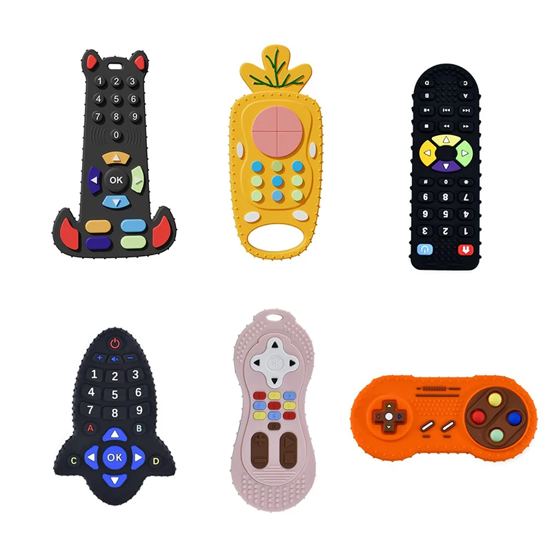 Silicone Baby Teether teething toys silicone teething toys baby teething toys silicone teether TV Remote Control Shape Teether Pain Relief Teething Toy Kids Sensory Educational Toy