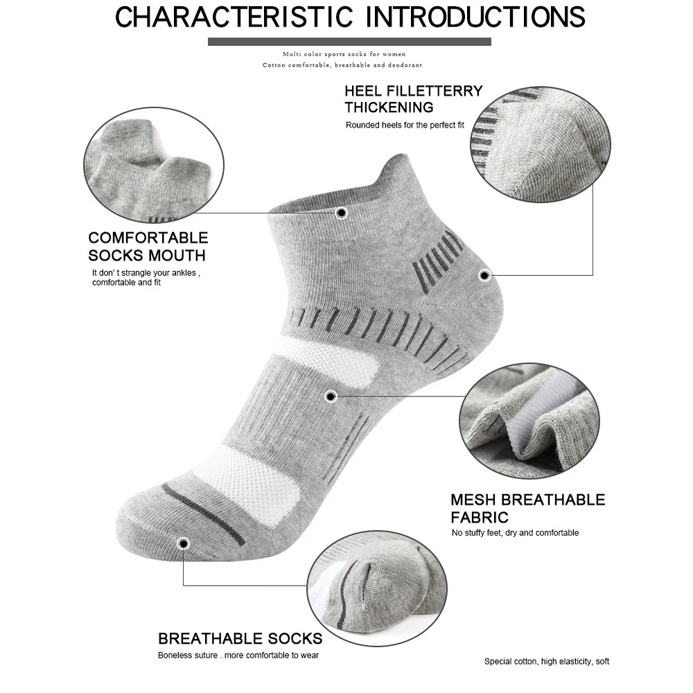 3 Pairs Sports Socks Breathable Athletic Cushioned Support Ankle Socks High Quality Fitness Sport Basketball Running Socks