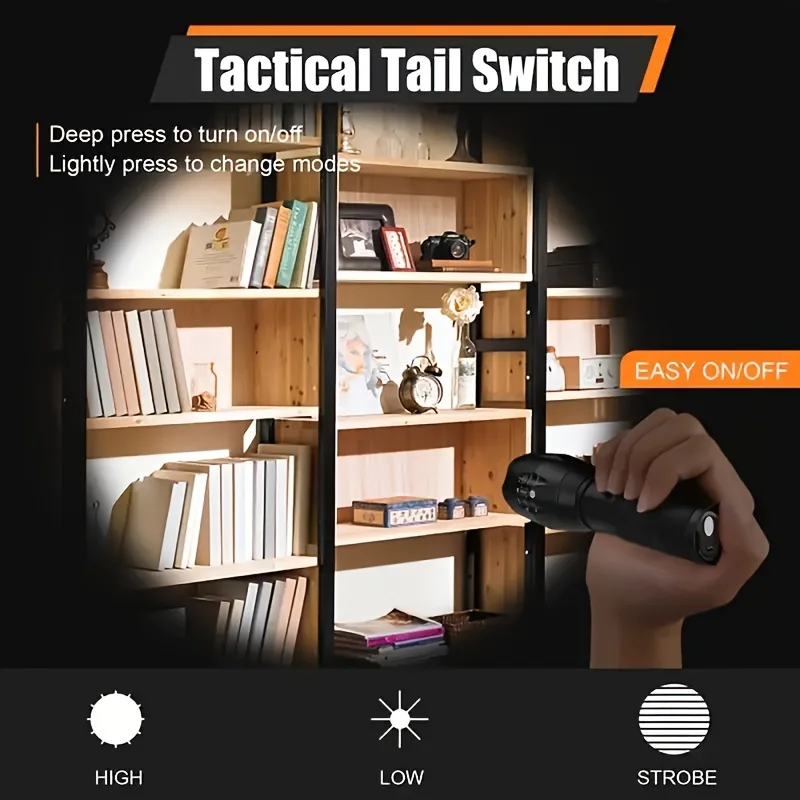 High Power T6 LED Flashlights Camping Torch 5 Light Modes Zoom Light Aluminum Alloys Waterproof Material External 18650 Battery