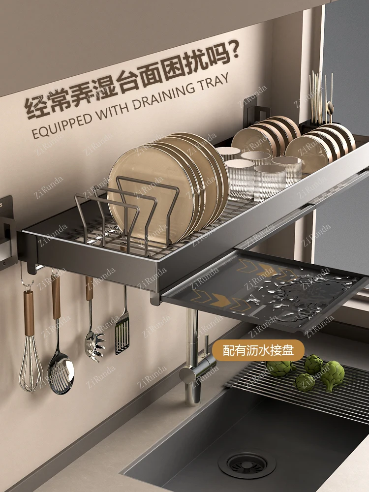 **Kitchen Wall-mounted Dish Drain Rack Dishsink Vegetable Basin Storage Rack Above Sink