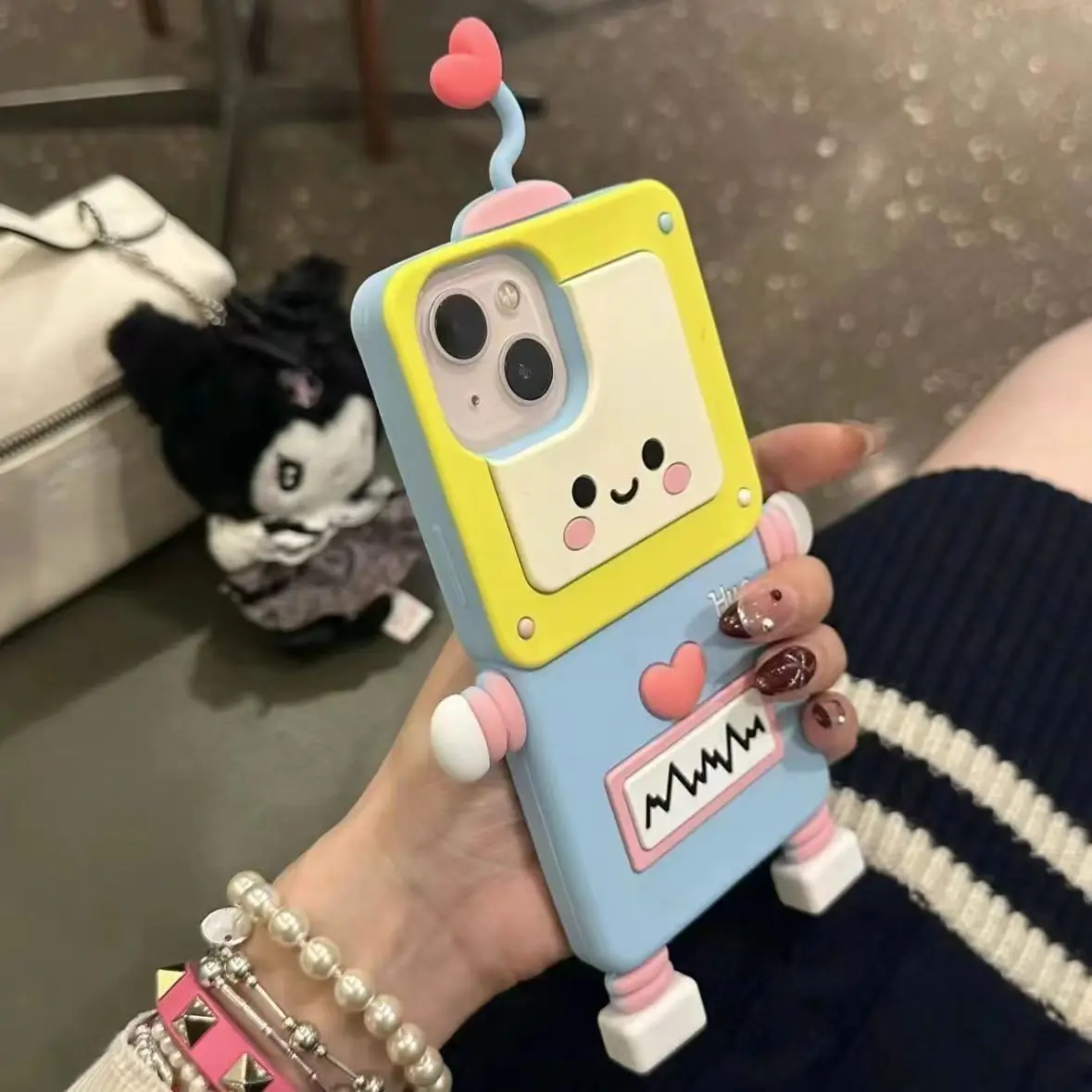

IPhone 15 3D Cartoon Robot Silicone SoftPhone Case FOR IPhone 14PRO 15 13 11 12 Pro 13 Promax Love Heart Antenna shell