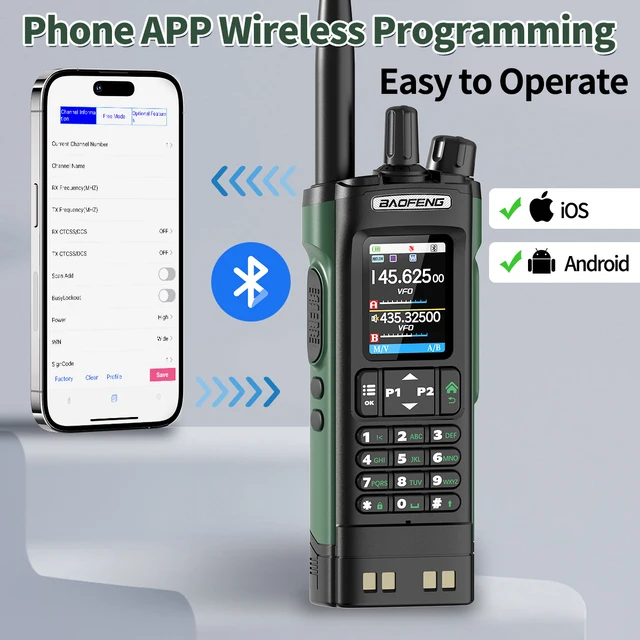 BAOFENG UV-32 GPS Walkie Talkie 10W Multi Band Bluetooth Programming Wireless Copy Frequency NOAA Long Range Ham Two Way Radio 4