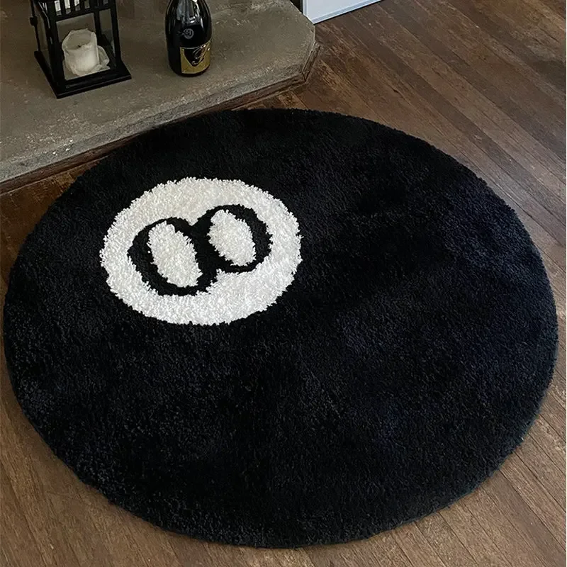 8 Ball Rug Indoor Home Decoration Spooky Halloween Gifts 8 Ball Accent Round Tufting Soft Rug Horror Movie Mat