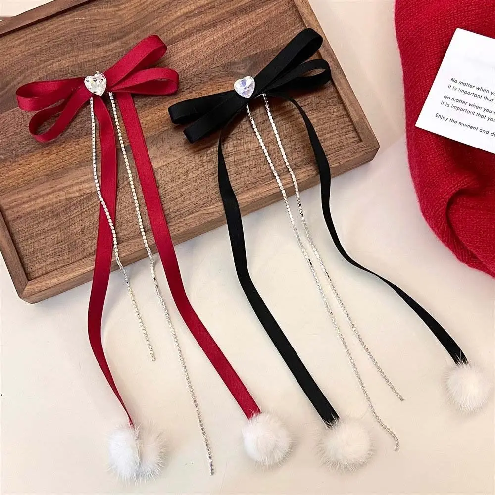 

Модная заколка для волос с бантом и кисточкой, украшение с кристаллами, плюшевый шар, женская заколка для волос «Утконос», темпераментный головной убор