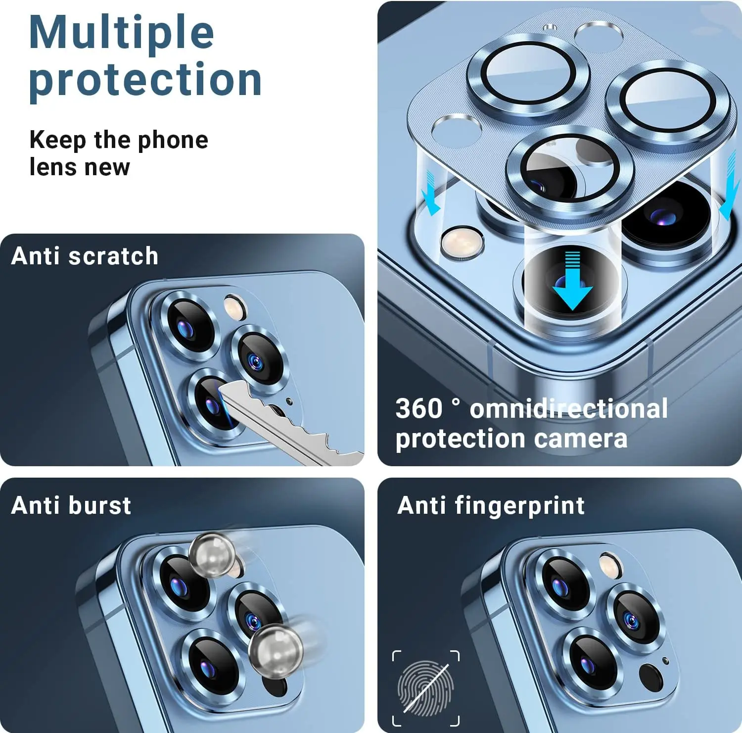 Premium Metal Camera Lens Protector with Tempered Glass Cover