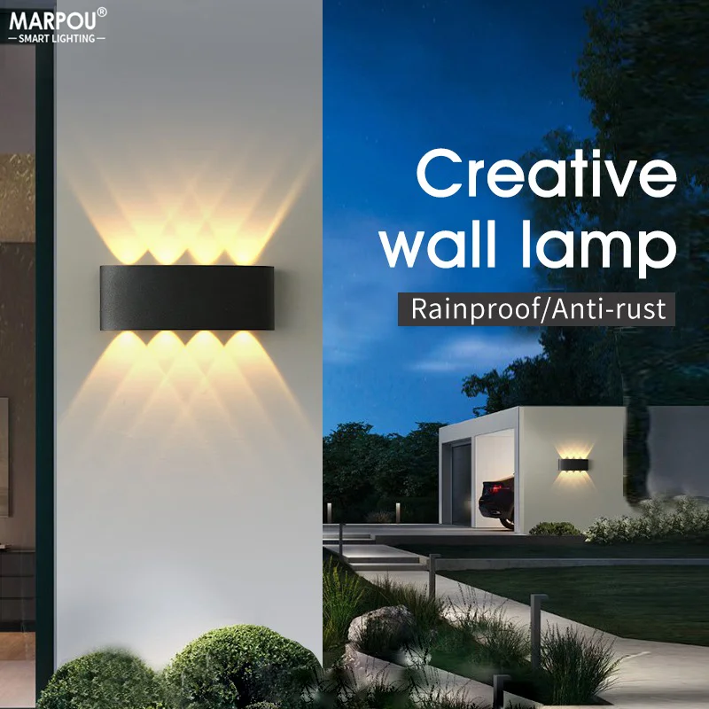 MARPOU 야외 방수 벽 조명, IP65 LED 램프, 홈 인테리어 장식, 욕실 주방 복도, 2W, 4W, 6W, 8W, 10W, 110V, 220V