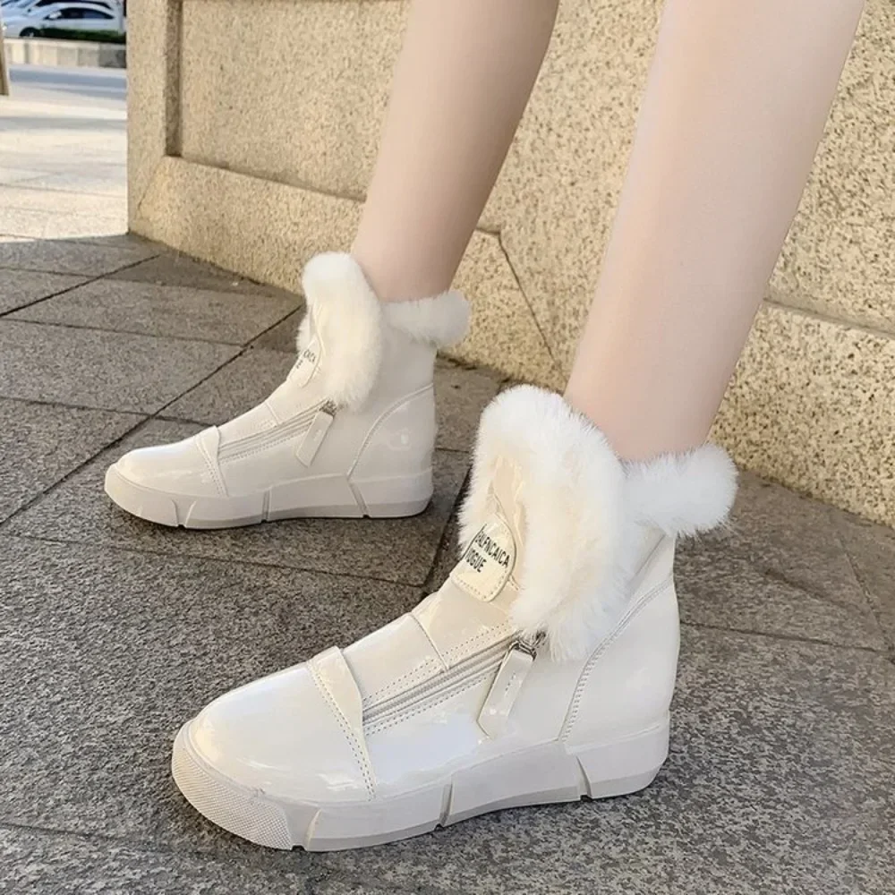 

Beige Snow Boots Women's Shoes New Fashion Winter Plush Platform Waterproof Short Boots Cotton Shoes Casual Footwear Female