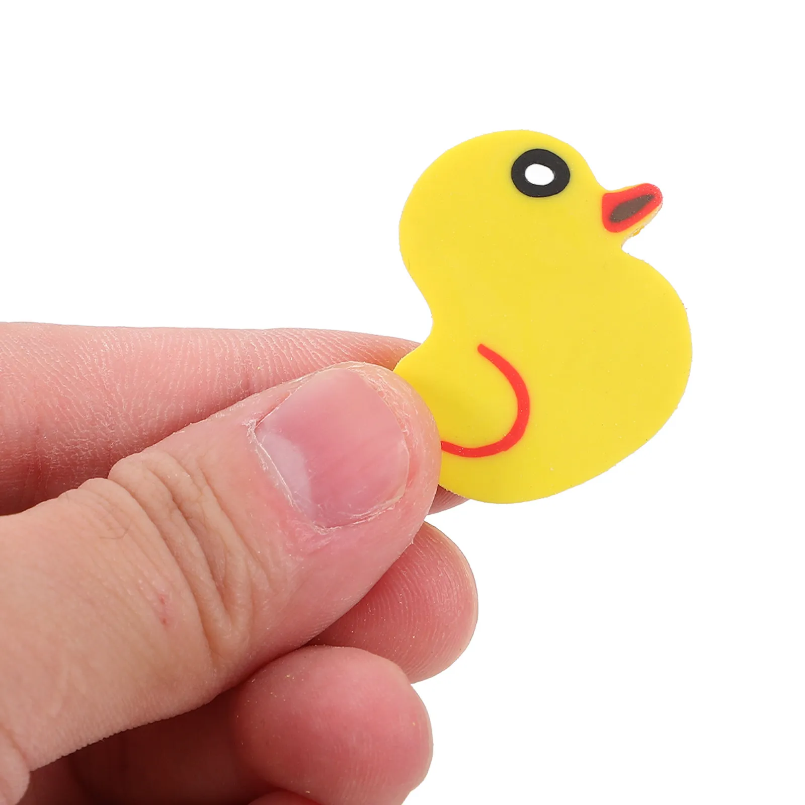 50Pcs 미니 지우개 오리 모양 지우개 부드러운 소재 학교 학생들을위한 대량 귀여운 문구 미니어처 지우개 지우개